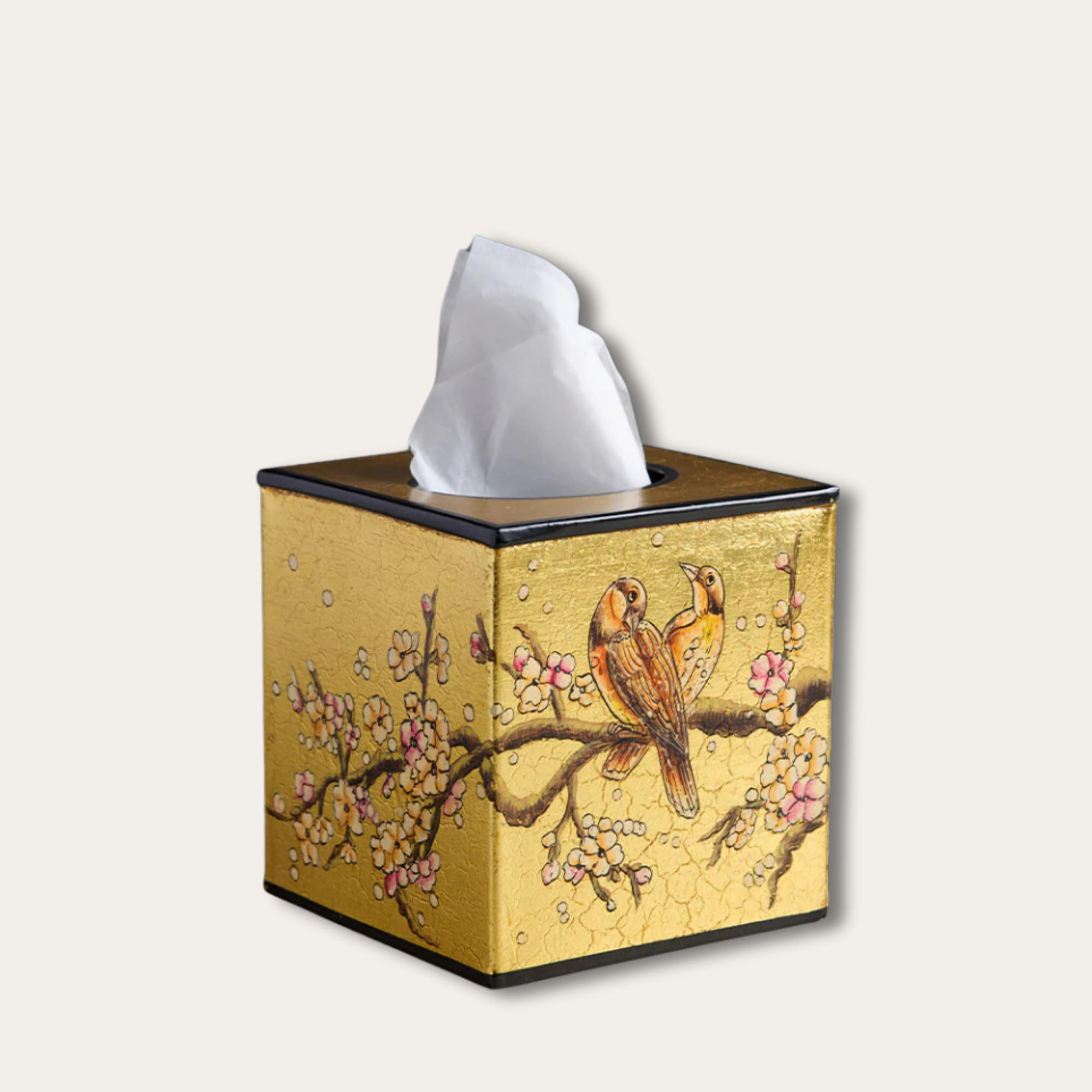 Amora Bloom Tissue Box – Golden Songbird Blossom