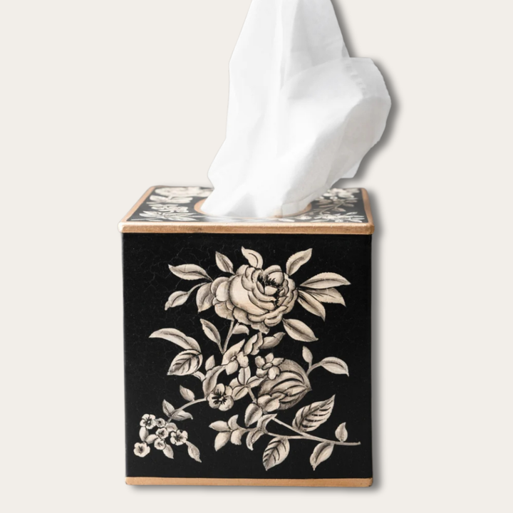 Noir Fleur Tissue Tower – Midnight Bloom