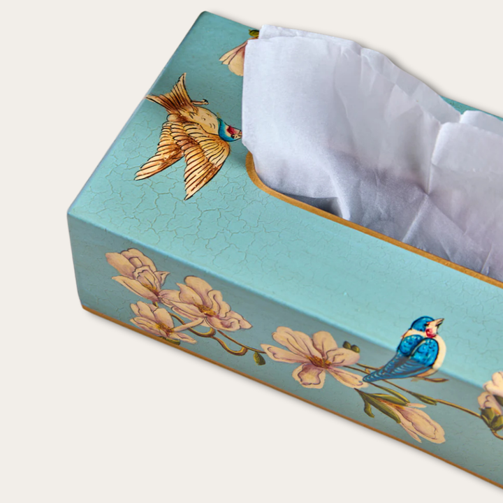 Amora Bloom Tissue Box – Bluebird Magnolia (Rectangular)