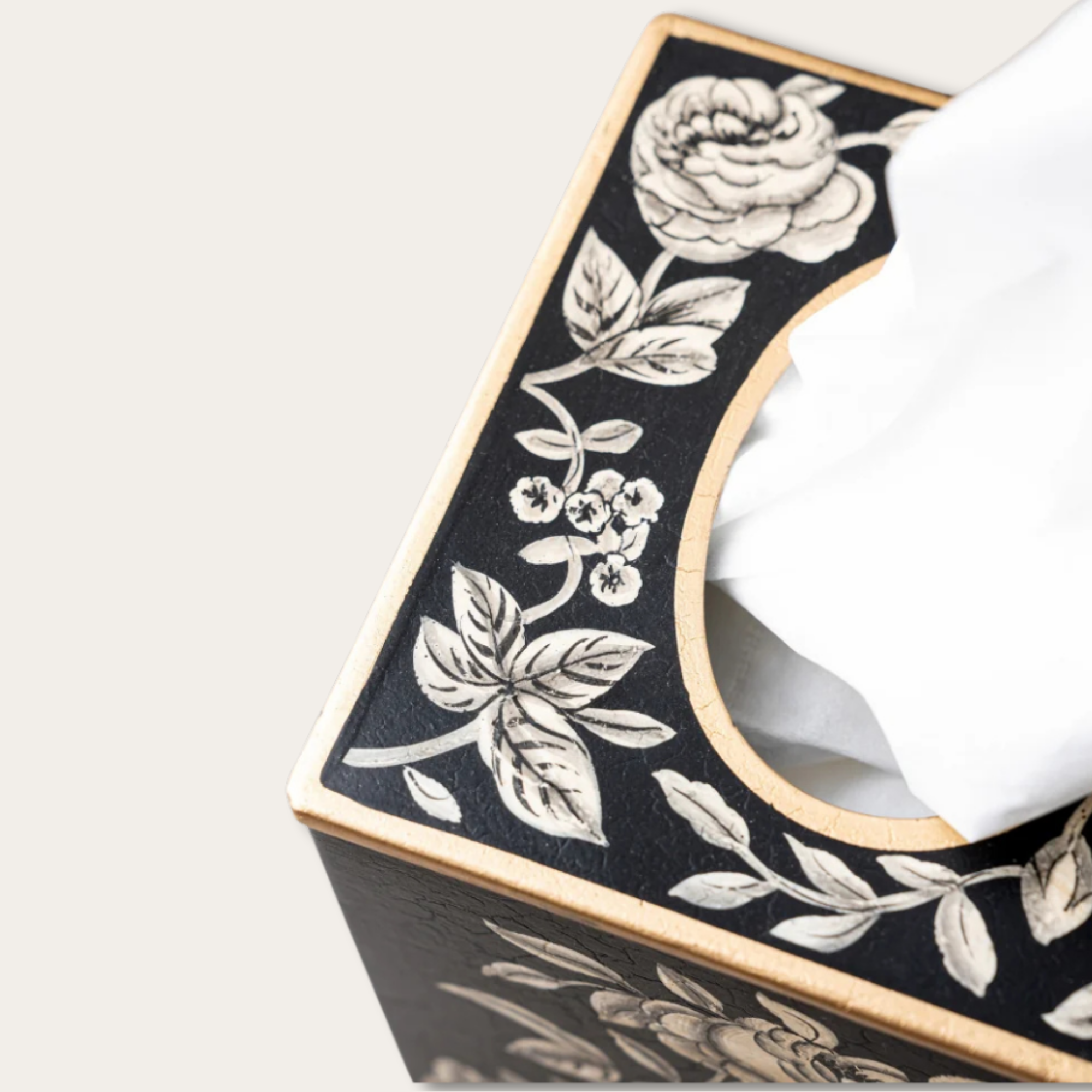 Noir Fleur Tissue Tower – Midnight Bloom