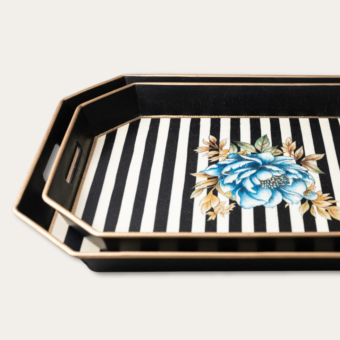 Amora Bloom Tray – Azure Peony Stripe