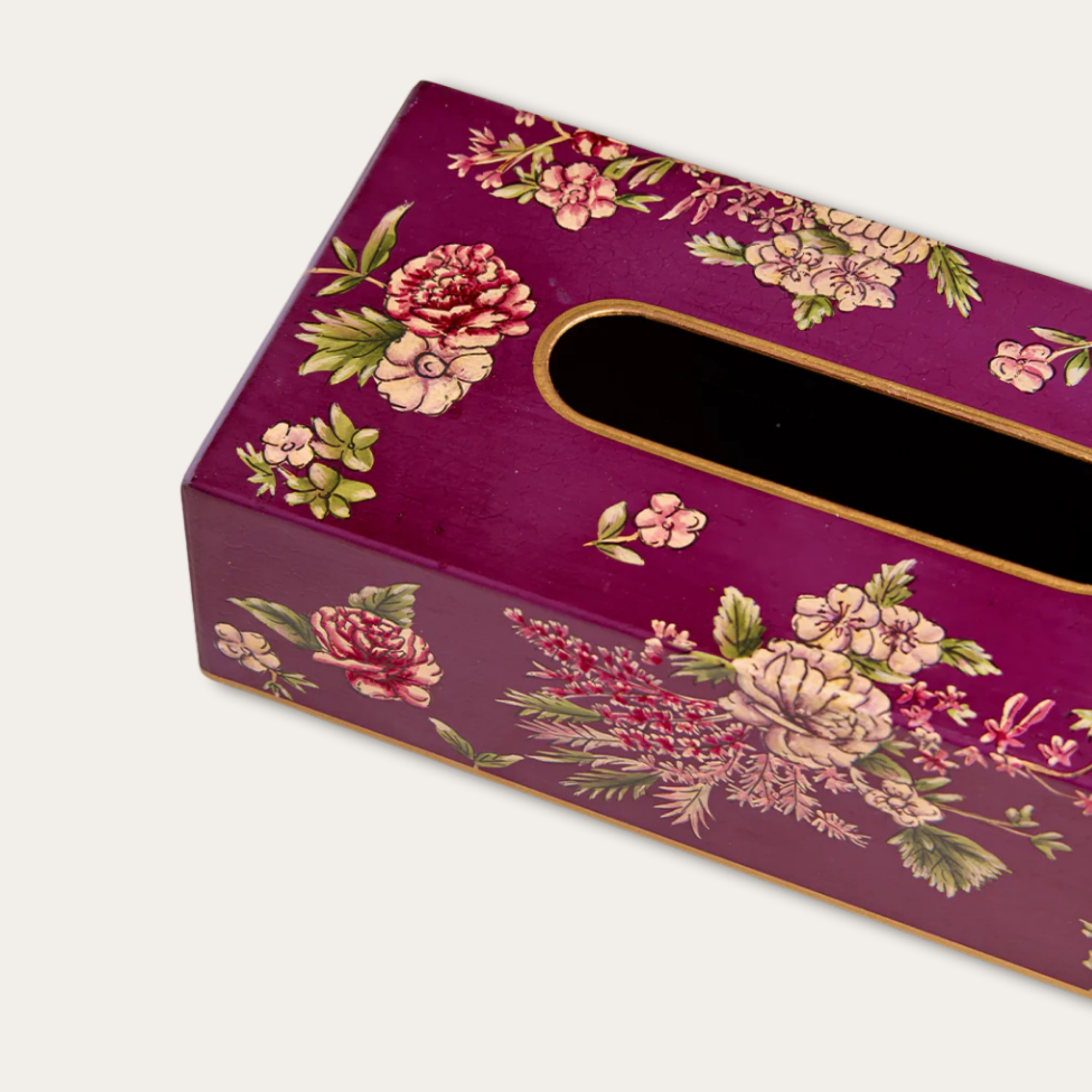 Amora Bloom Tissue Box – Vintage Peony Bouquet (Rectangular)