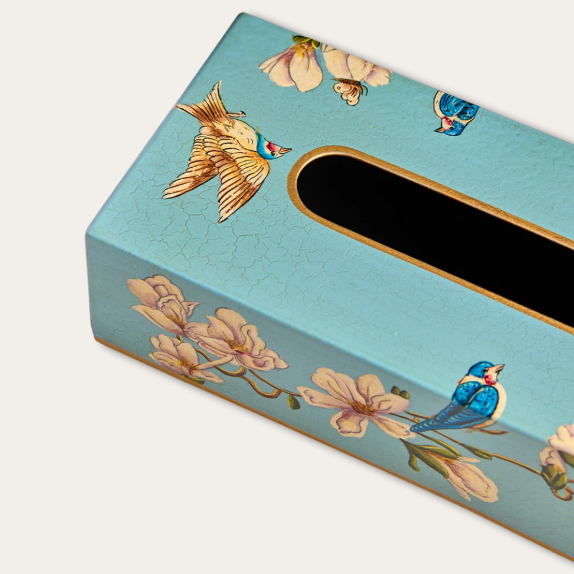 Amora Bloom Tissue Box – Bluebird Magnolia (Rectangular)