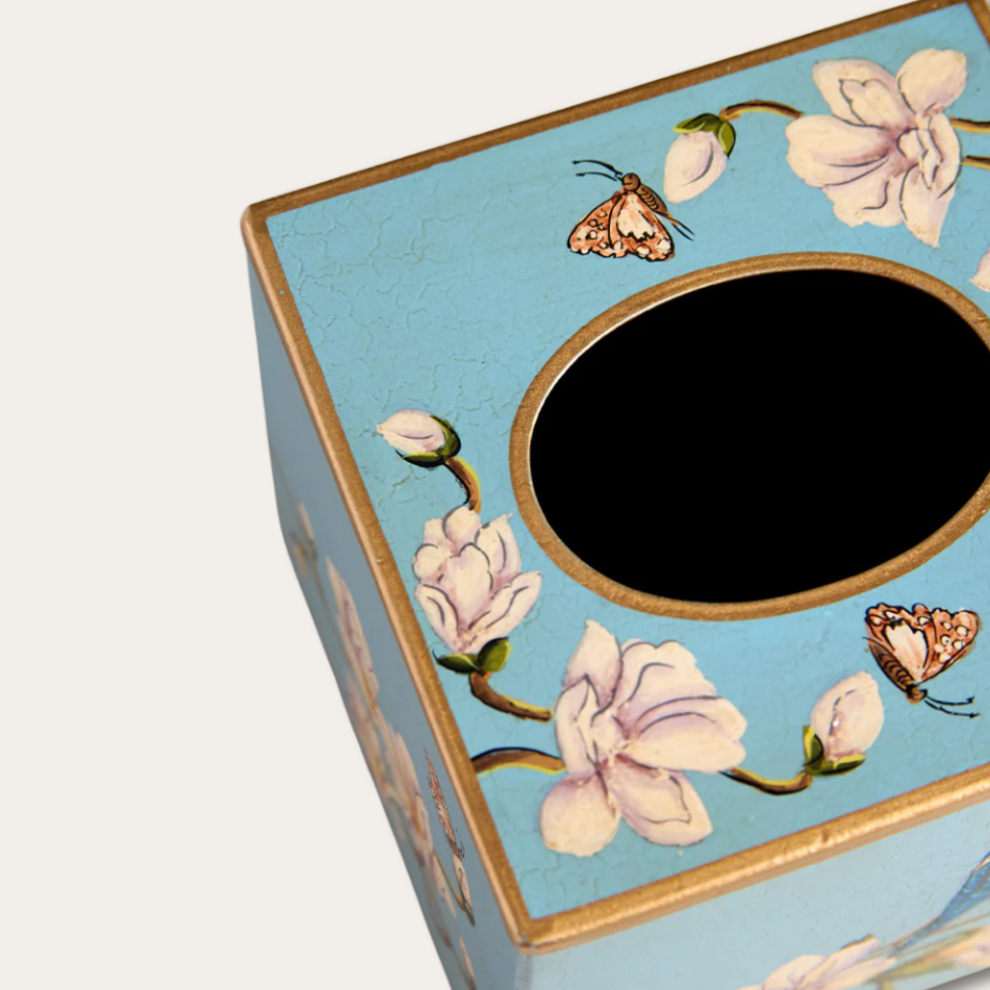 Amora Bloom Tissue Box – Bluebird Magnolia (Square)