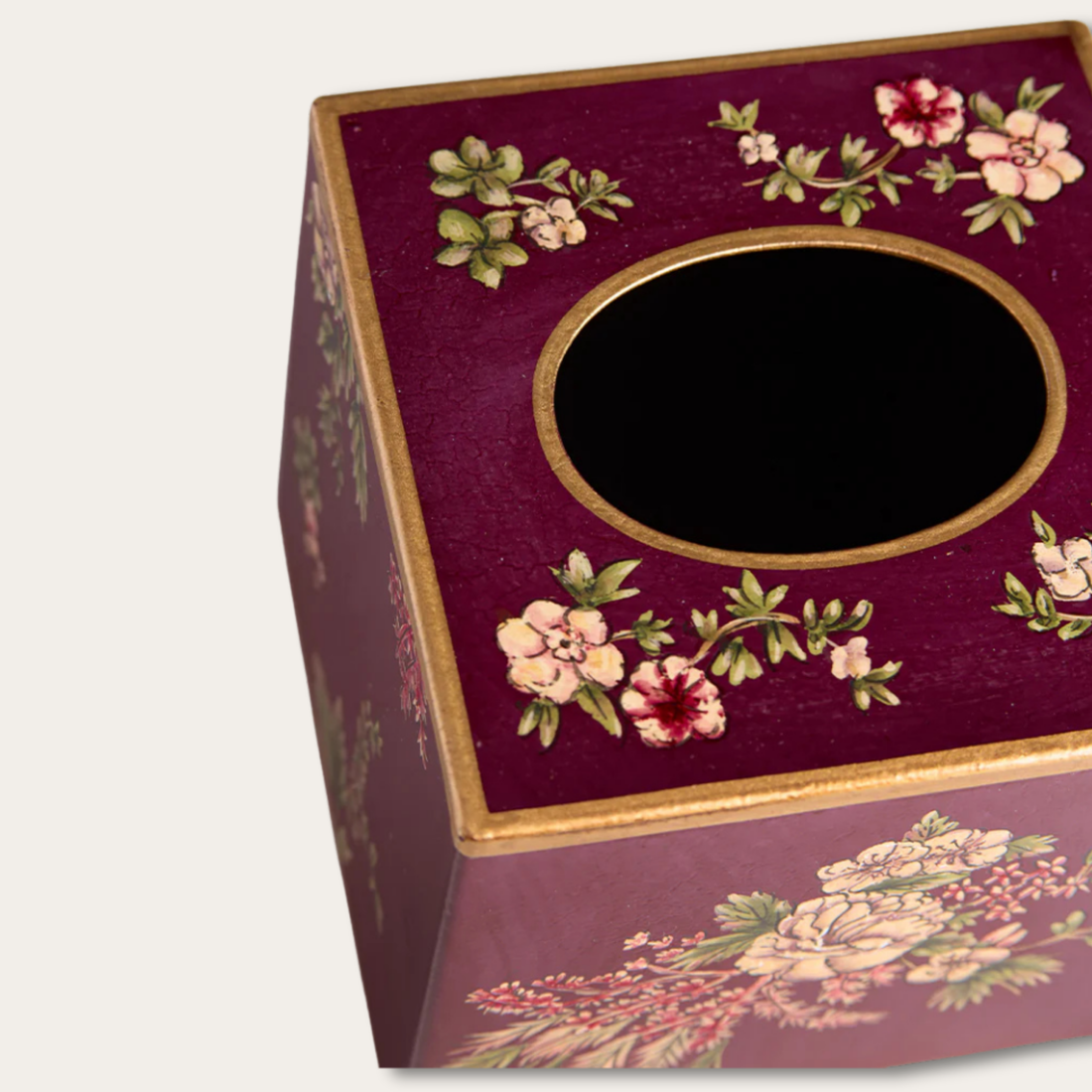 Amora Bloom Tissue Box – Vintage Peony Bouquet (Square)