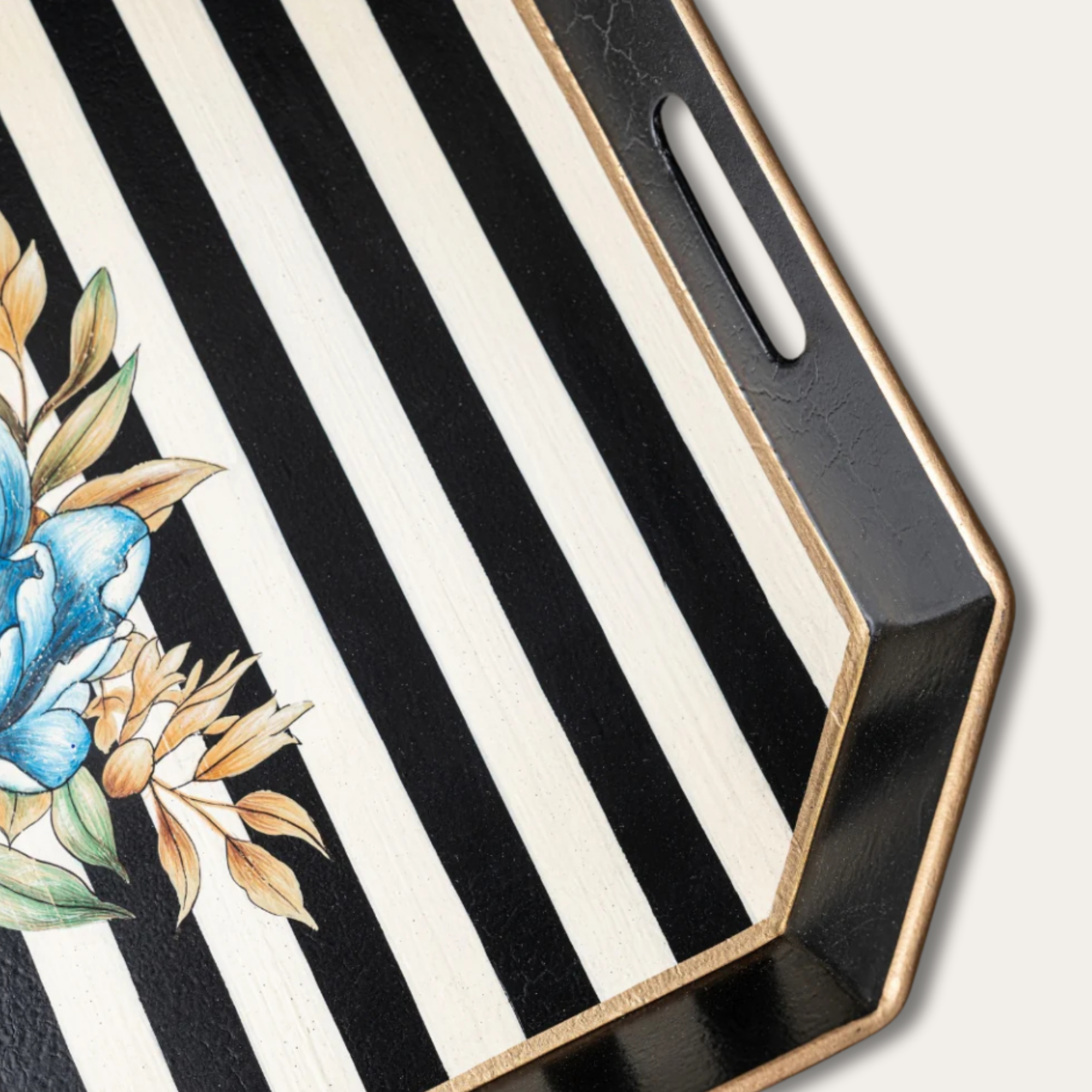 Amora Bloom Tray – Azure Peony Stripe