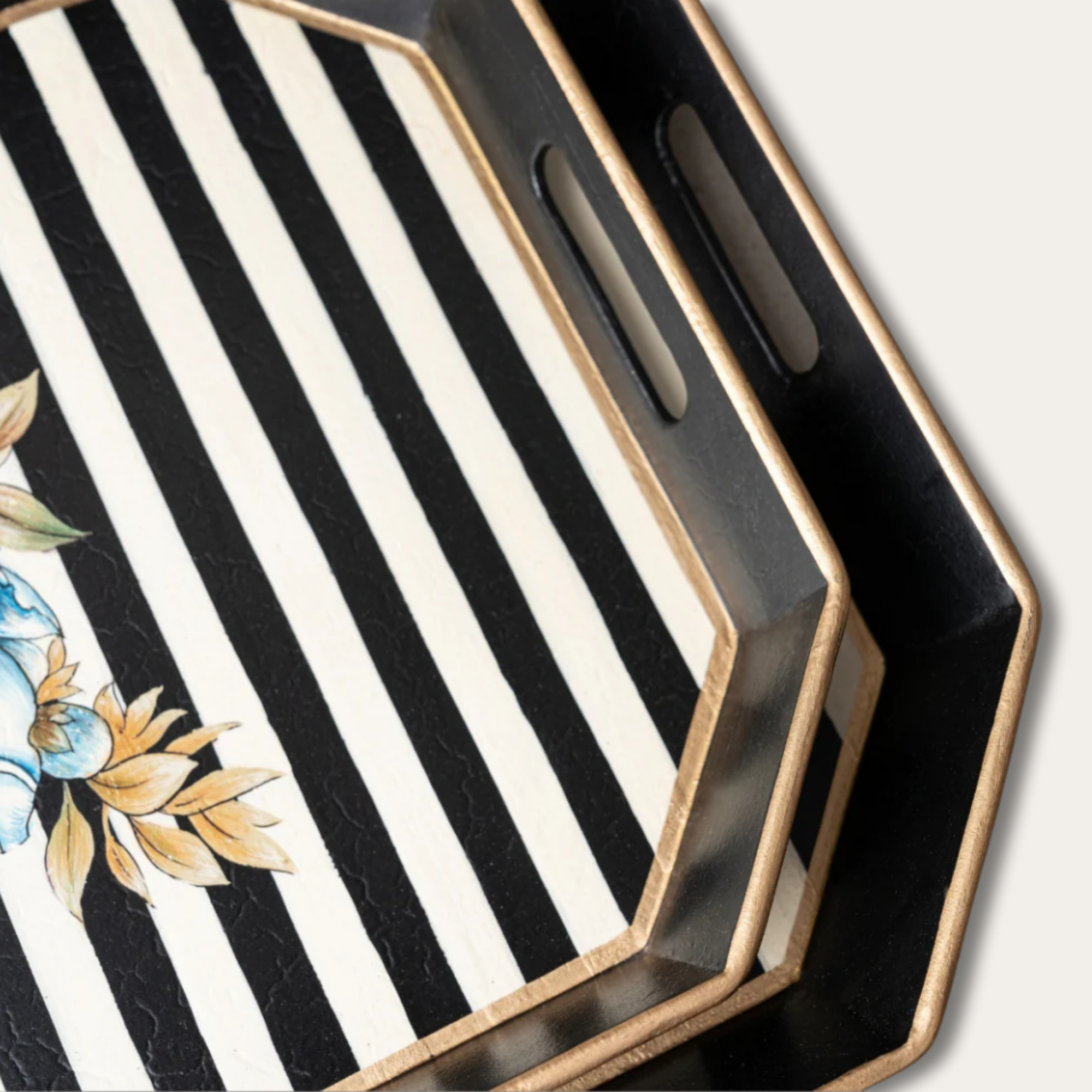 Amora Bloom Tray – Azure Peony Stripe